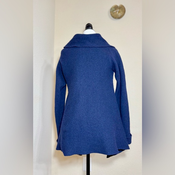 Chic Navy Blue Wrap Cardigan Asymmetric made in Italy - Picture 4 of 14